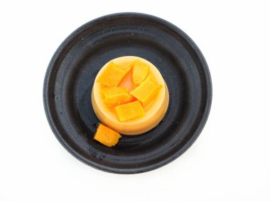 Mango puding yakın çekim 