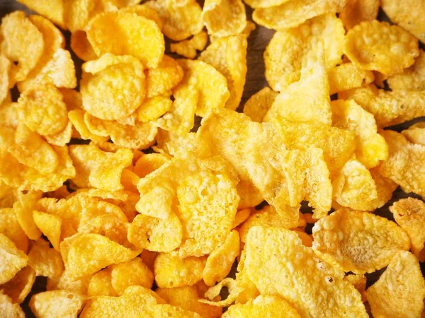 Nahaufnahme Frischer Knuspriger Cornflakes Strukturierter Hintergrund — Stockfoto