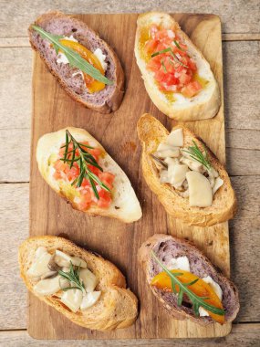 Bruschetta ekmek yakın çekim