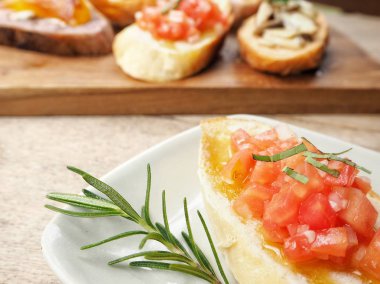 Bruschetta ekmek yakın çekim