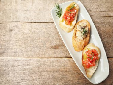 Bruschetta ekmek yakın çekim
