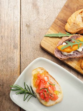 Bruschetta ekmek yakın çekim