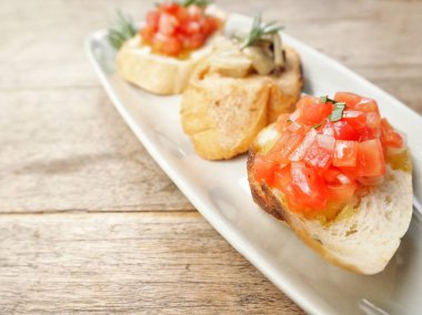 Bruschetta ekmek yakın çekim