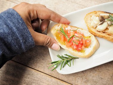 Bruschetta ekmek yakın çekim