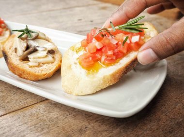 Bruschetta ekmek yakın çekim