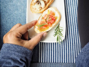 Bruschetta ekmek yakın çekim