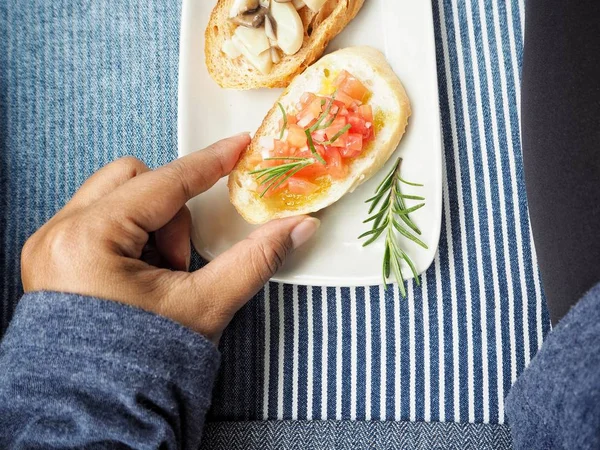 Bruschetta ekmek yakın çekim