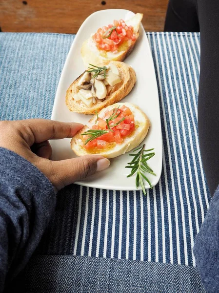 Bruschetta ekmek yakın çekim