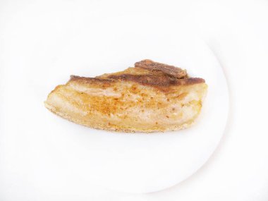 Domuz eti ızgara üzerinde izole beyaz arka plan, minimalist kavramı 