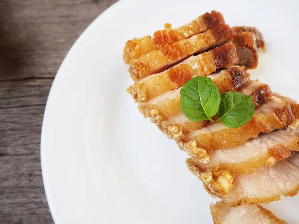 Top View Grilled Pork Belly Plate Kitchen — Stock Photo, Image