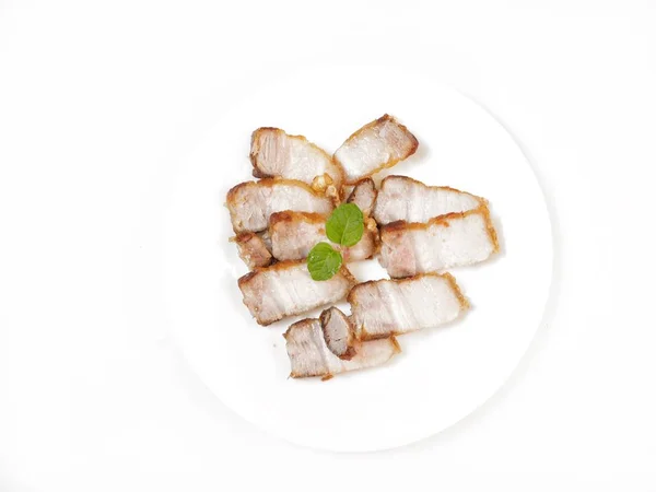 Schweinebauch Gegrillt Isoliert Auf Weißem Hintergrund Minimalistisches Konzept — Stockfoto