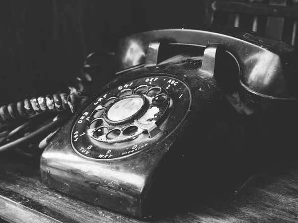 Antique Telephone Old Wooden Background — Stock Photo, Image