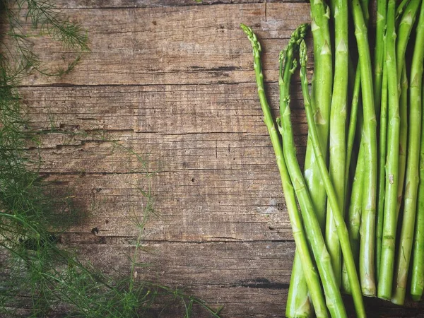 Fresh Green Asparagus Wooden Background — Stock Photo, Image