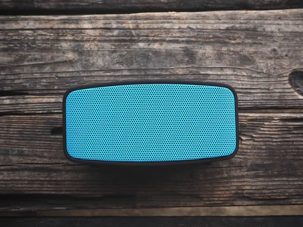 Vue Dessus Haut Parleur Bluetooth Sur Surface Bois — Photo