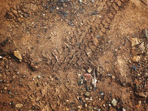 Radspuren Auf Schmutzigem Straßenbelag Genau Blick — Stockfoto