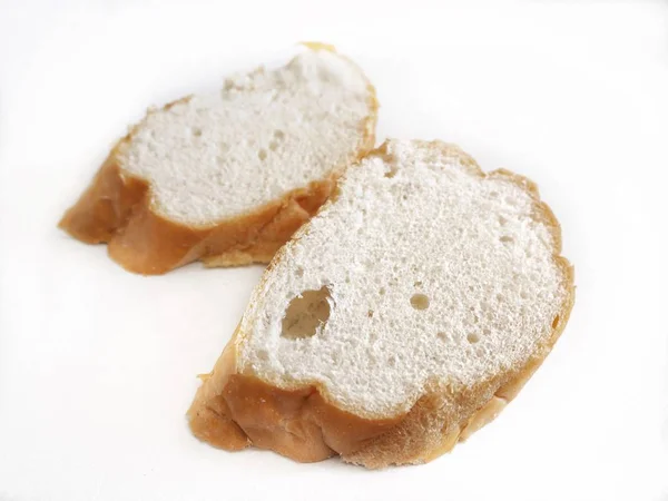 Close View Bread Slice Isolated White Background Minimalistic Concept — Stock Photo, Image