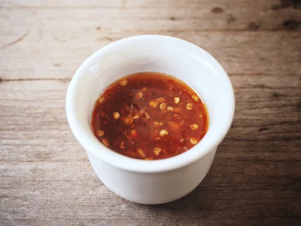 Traditional Thai Sweet Chilli Soup Wooden Background — Stock Photo, Image