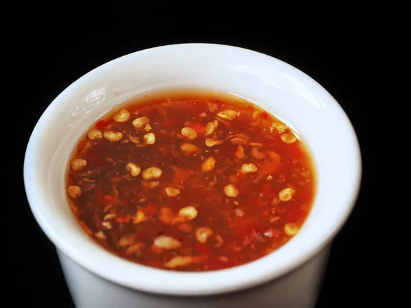 Традиционный Тайский Сладкий Суп Чили Черном Фоне — стоковое фото