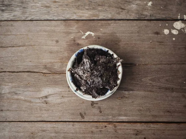 Bowl Korean Seaweed Wooden Background — Stock Photo, Image