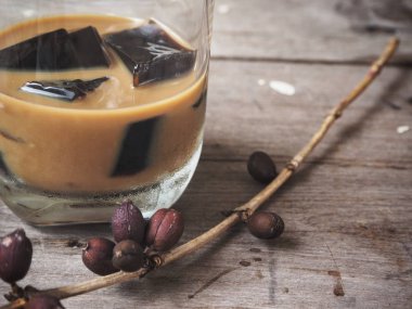 Kahve yenileme eski ahşap arka plan jöle