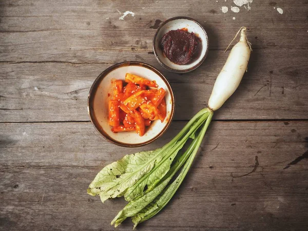 Daikon turp kimchi Koreli gıda