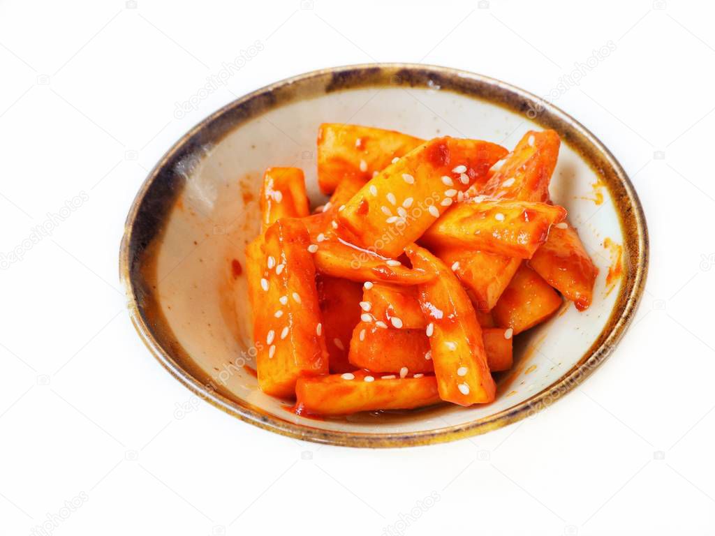 Daikon radishes kimchi isolated