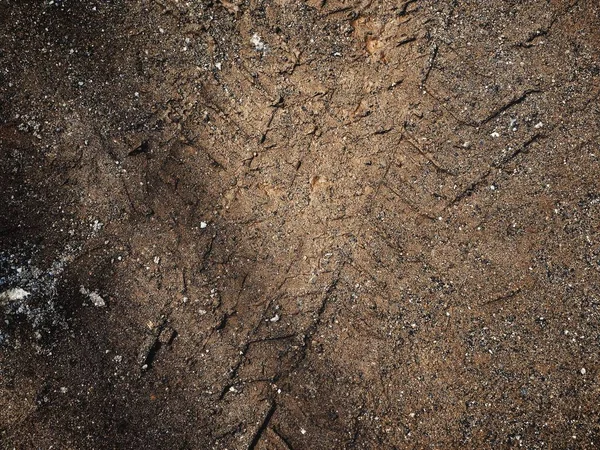 Vista Ravvicinata Delle Tracce Delle Ruote Sulla Superficie Stradale Sporca — Foto Stock