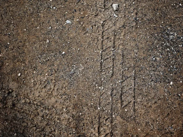 Close View Wheel Tracks Dirty Road Surface — Stock Photo, Image