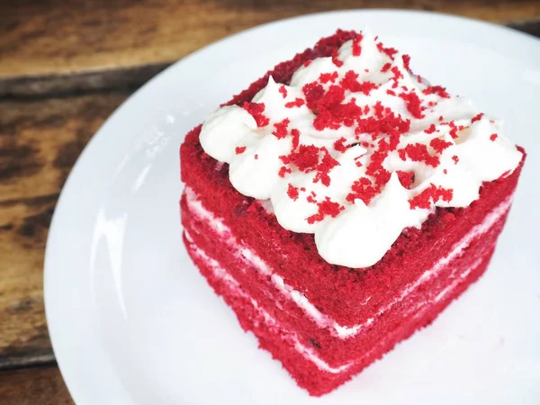 Cake Red Velvet White Wooden Background — Stock Photo, Image