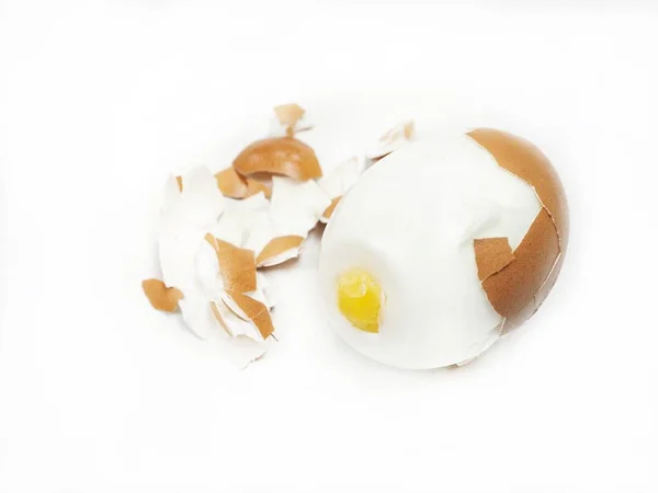 Shelled Boiled Chicken Egg Isolated White Background — Stock Photo, Image