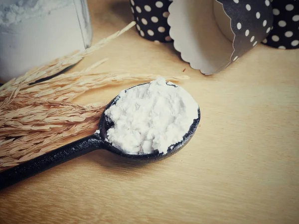 Ingredientes Cozimento Com Farinha Bolo Xícara — Fotografia de Stock