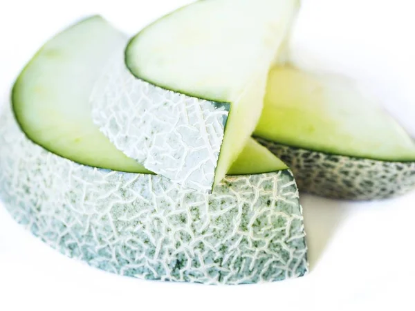Green cantaloupe melon Japanese fruit isolated on white background — 스톡 사진
