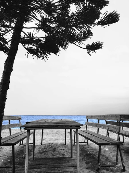 Table Chair Beach — Stock Photo, Image