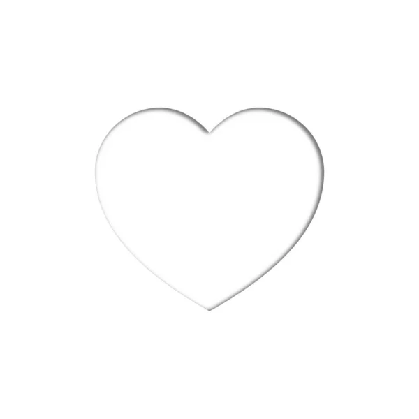 Імітація Плоского Рельєфу Білому Папері Вирізане Серце Внутрішньою Тінь Мінімальний — стокове фото