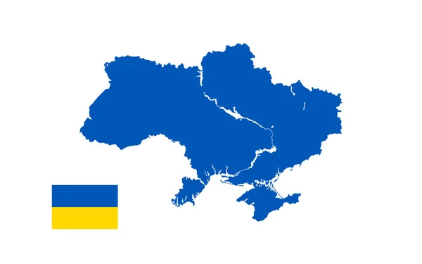 Прапор Мапа України Ставками Синій Силует Білому Тлі — стоковий вектор