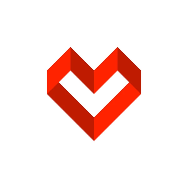 Абстрактне Геометричне Серце Вогняних Червоних Смуг Валентинів День Мінімальна Концепція — стоковий вектор