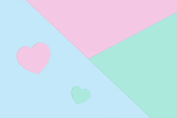 Minimale Komposition Aus Pastellblauen Rosafarbenen Und Mintfarbenen Papierbögen Mit Dem — Stockfoto