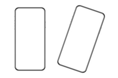 Beyaz arkaplanda boş ekranları olan akıllı telefon motifleri.