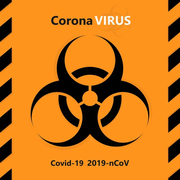 Coronavirus. Symbol of the warning about the biological hazard of mankind. — Stockvector