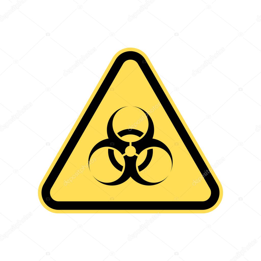 Biohazard warning sign in a yellow triangle. Pandemic panic.