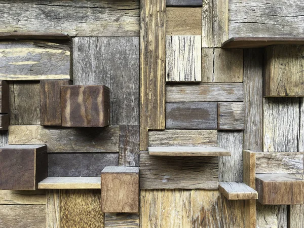 Divers motifs de blocs de bois sous forme géométrique dans un ordre aléatoire — Photo