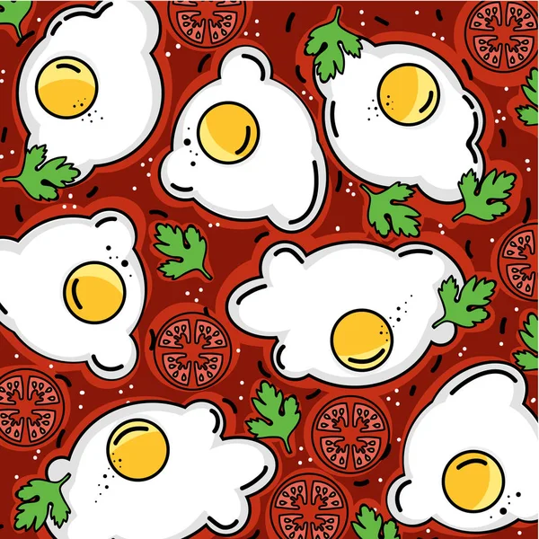 Shakshuka pattern eggs and more — Stock Vector