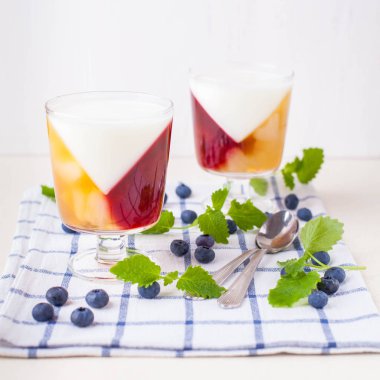 yaban mersini ve nane ile süt-meyve jöle