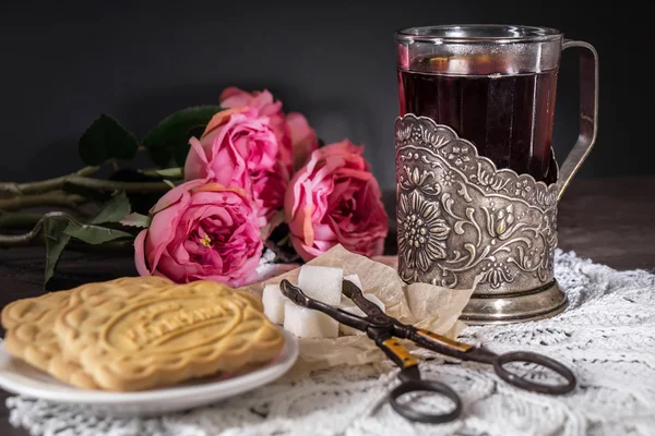 Fiesta del té, té de la tarde con galletas —  Fotos de Stock