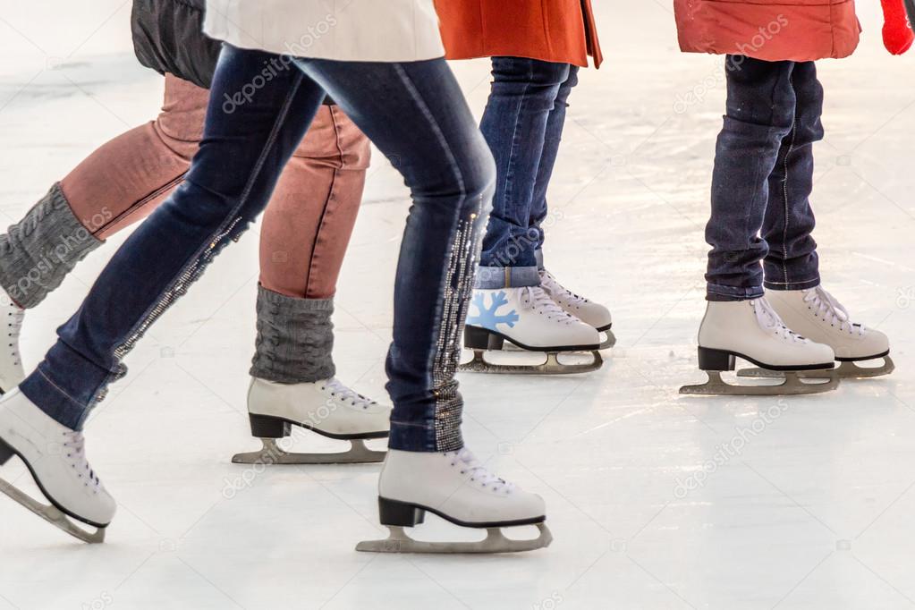 Ice skating, white skates