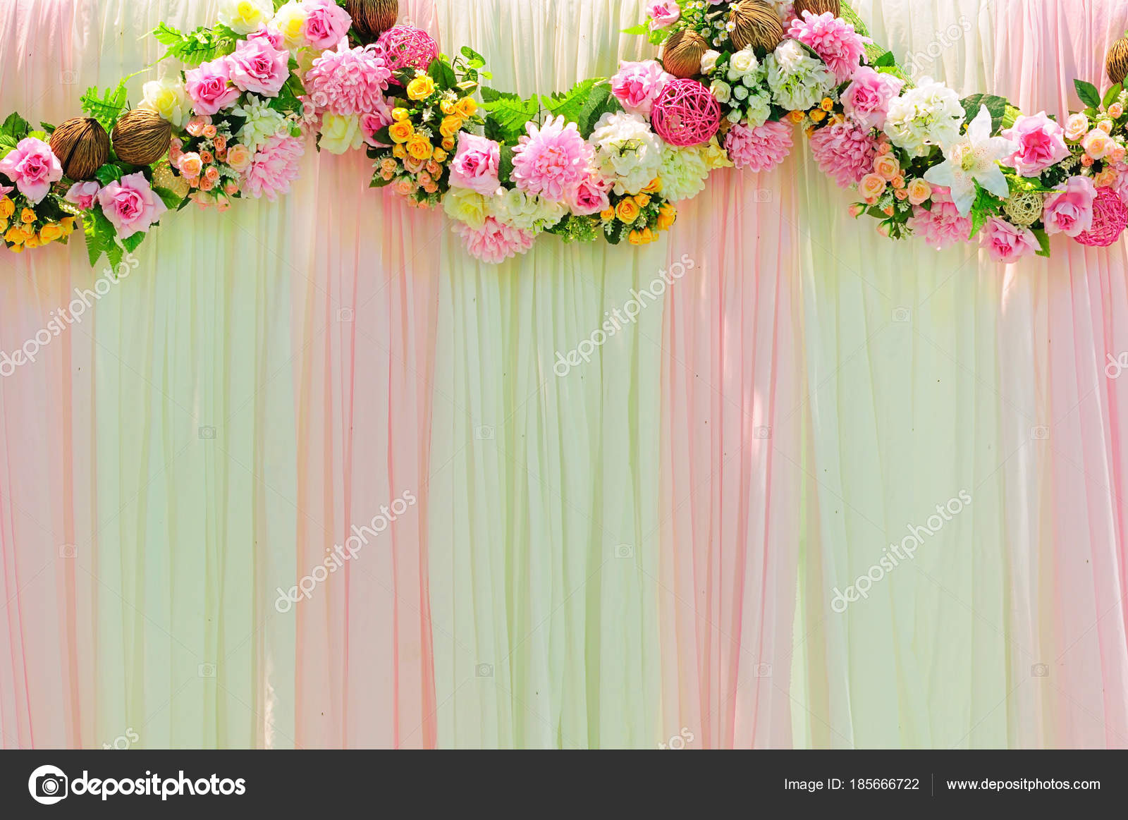 Romance wide scene wedding background decoration Stock Photo by ©yadamons  185666722