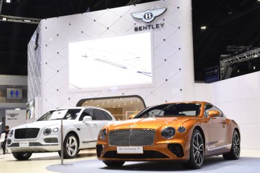 Nonthaburi, Tayland - 30 Mart 2018: Bentley Fuar standında 39 Bangkok Uluslararası Motor Show 2018