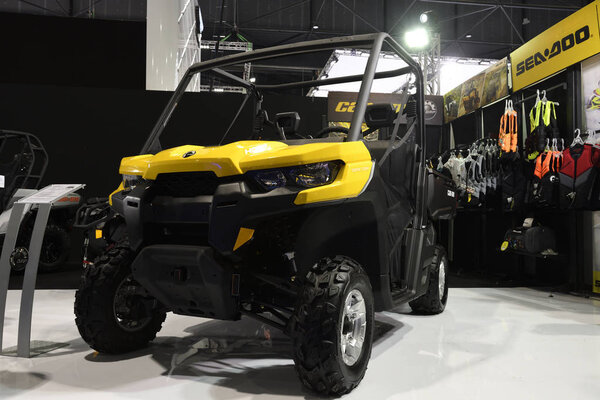 Nonthaburi,THAILAND - April 6, 2018: The Can-am Defender MAX has been engineered to maximize a hard day's work on your farm, ranch, or hunt, showed at BANGKOK INTERNATIONAL MOTOR SHOW 2018.