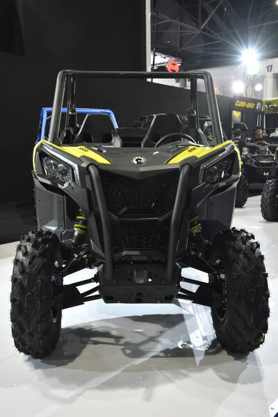 Nonthaburi,THAILAND - April 6, 2018: front view the Can-am Maverick Trail built run deep on every terrain type showed at BANGKOK INTERNATIONAL MOTOR SHOW 2018.