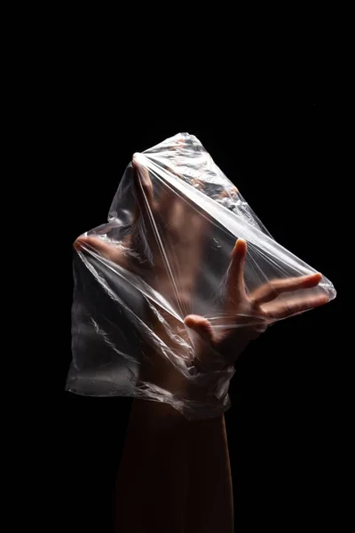 Ecological Concept Earth Protection Plastic Bag Refusal Hands Plastic Bag — Stock Photo, Image